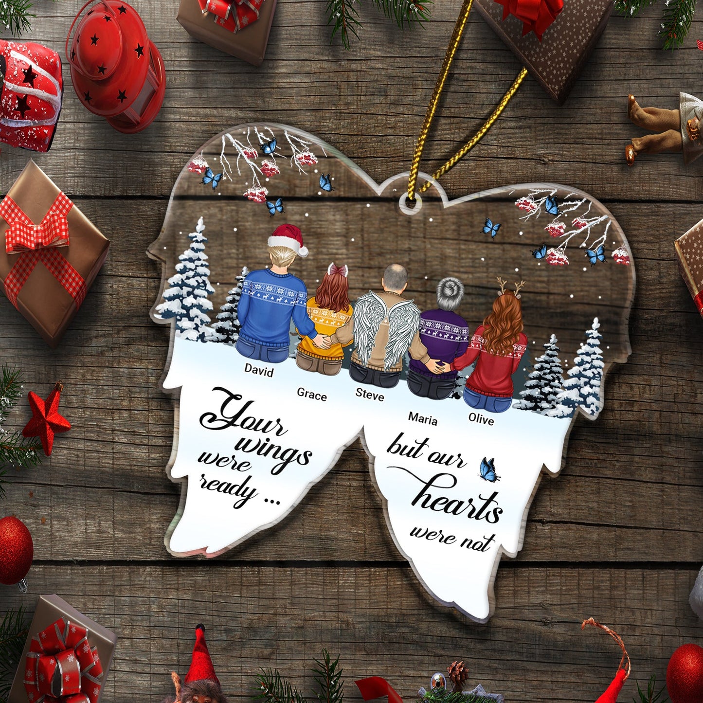 Personalized Memorial For Loved One Ornament: "Always On Our Minds, Forever In Our Hearts".