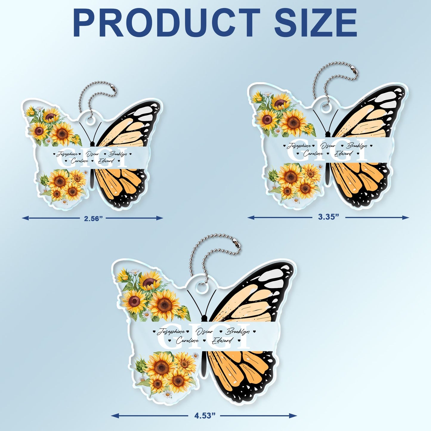 Personalized Nana Butterfly Car Hanger with Grandkids Names & Sunflowers