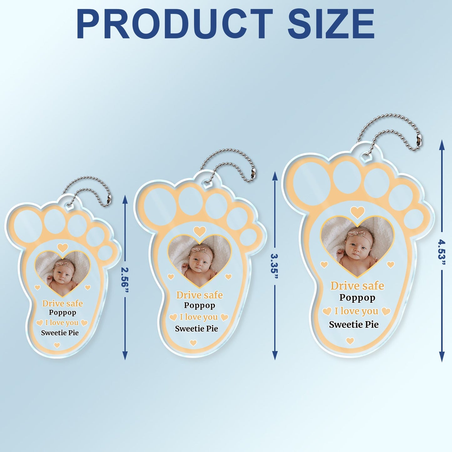 Personalized Photo Car Hanger: 'Drive Safe, I Love You, Baby Bump'