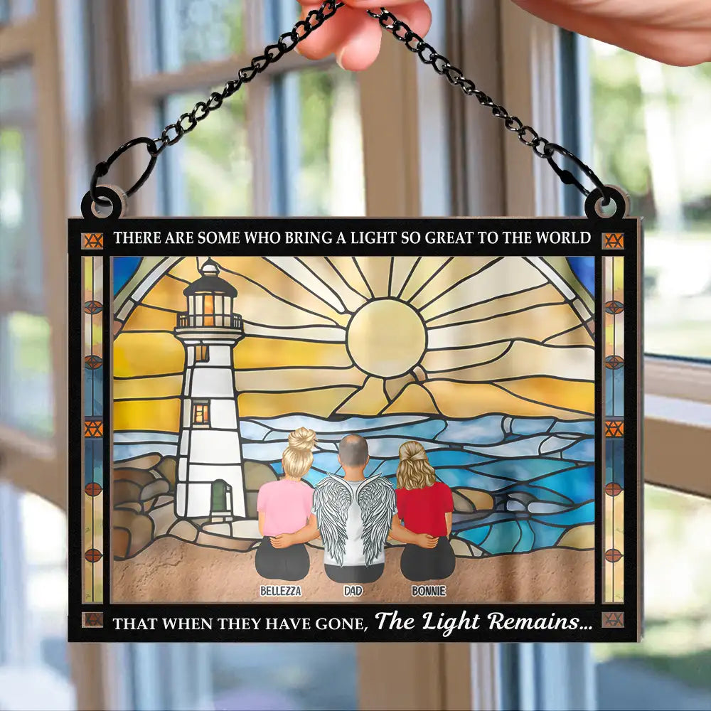 Custom Memorial For Loved One Suncatcher Ornament: 'The Light Remains' Sympathy Gift