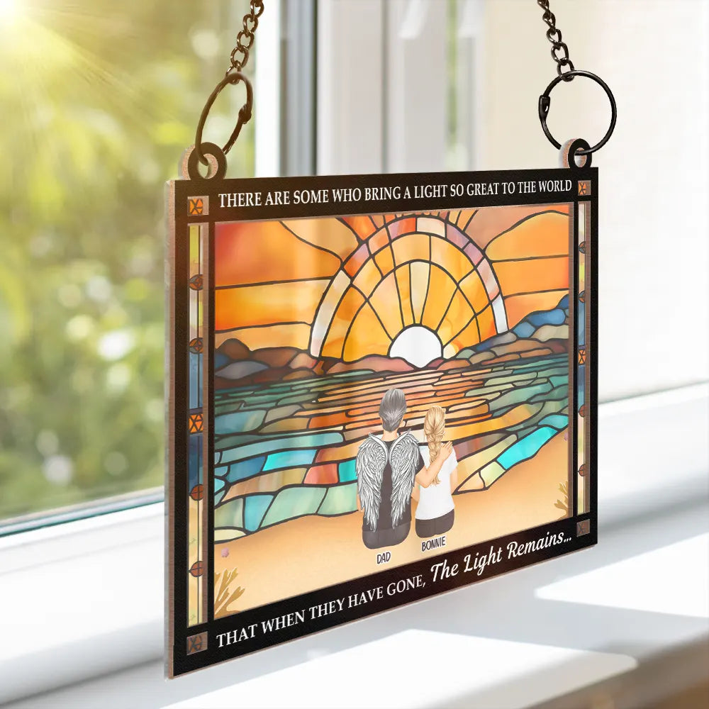 Custom Memorial For Loved One Suncatcher Ornament: 'The Light Remains' Sympathy Gift
