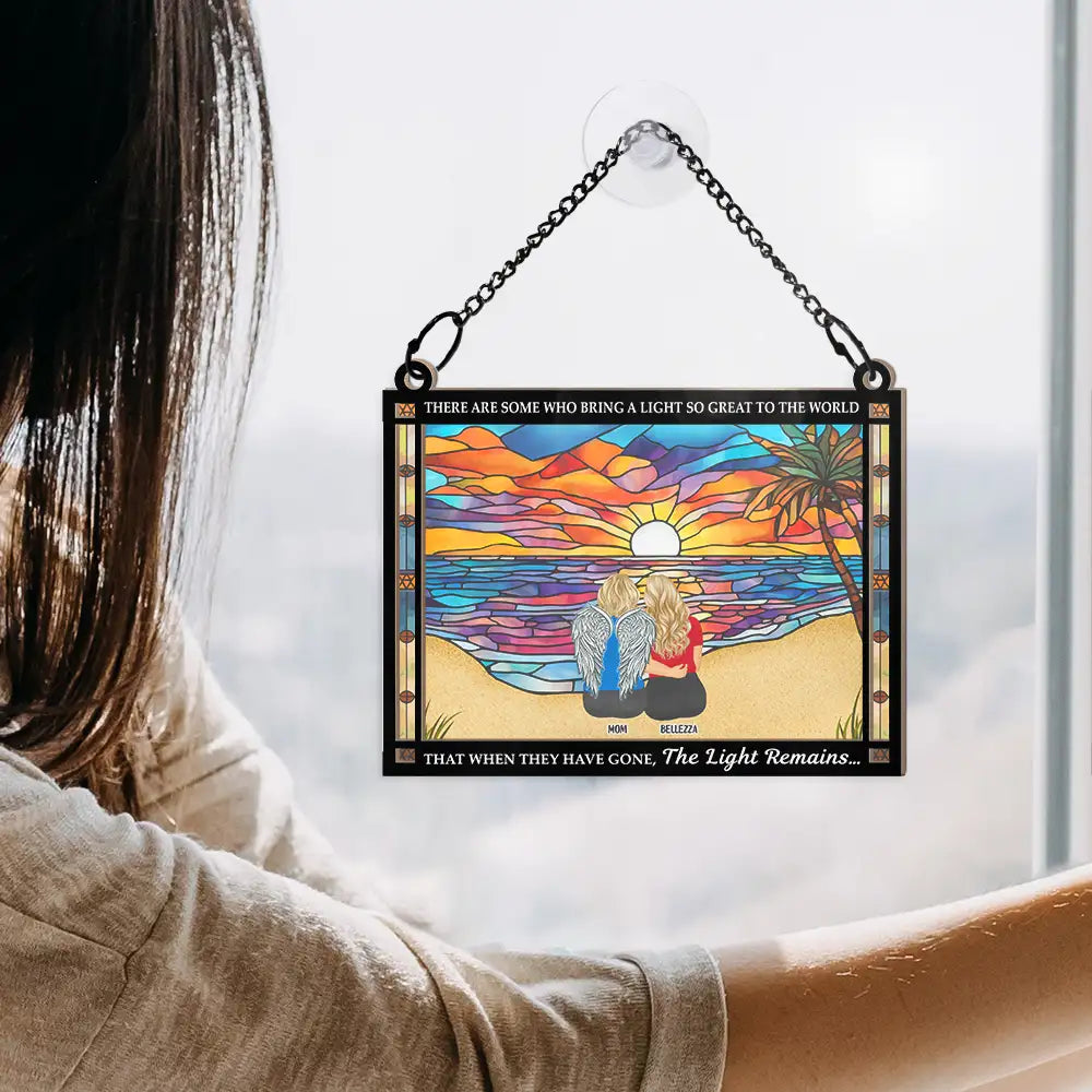 Custom Memorial For Loved One Suncatcher Ornament: 'The Light Remains' Sympathy Gift