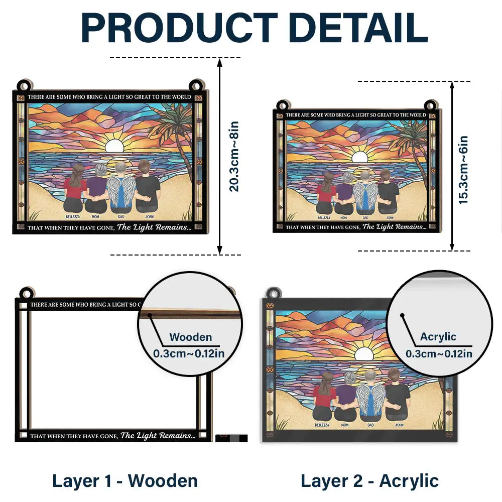 Custom Memorial For Loved One Suncatcher Ornament: 'The Light Remains' Sympathy Gift