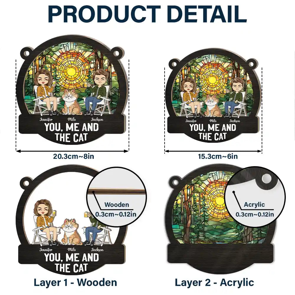Heartfelt Personalized 'You, Me & The Cat' Camping Suncatcher Ornament