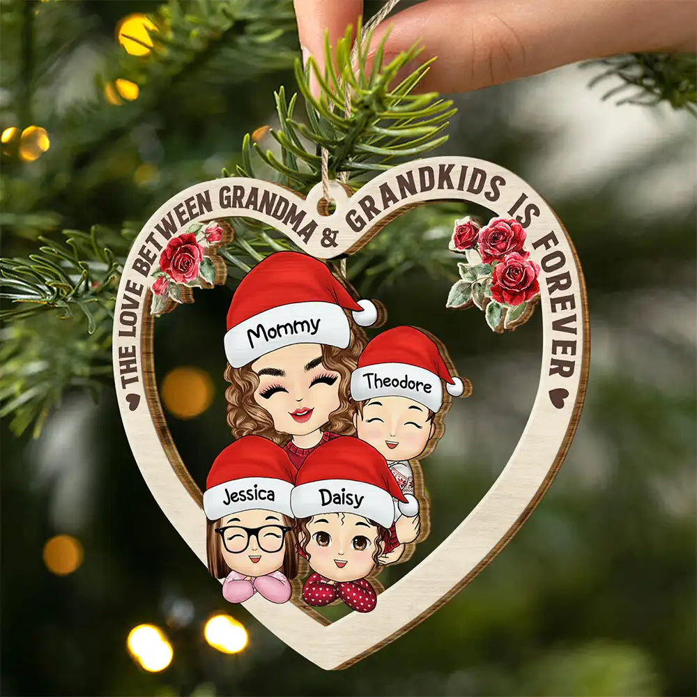 Personalized Grandma & Granddaughter Wooden Ornament: Love is Forever Keepsake