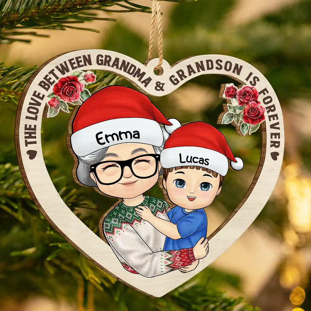 Personalized Grandma & Granddaughter Wooden Ornament: Love is Forever Keepsake