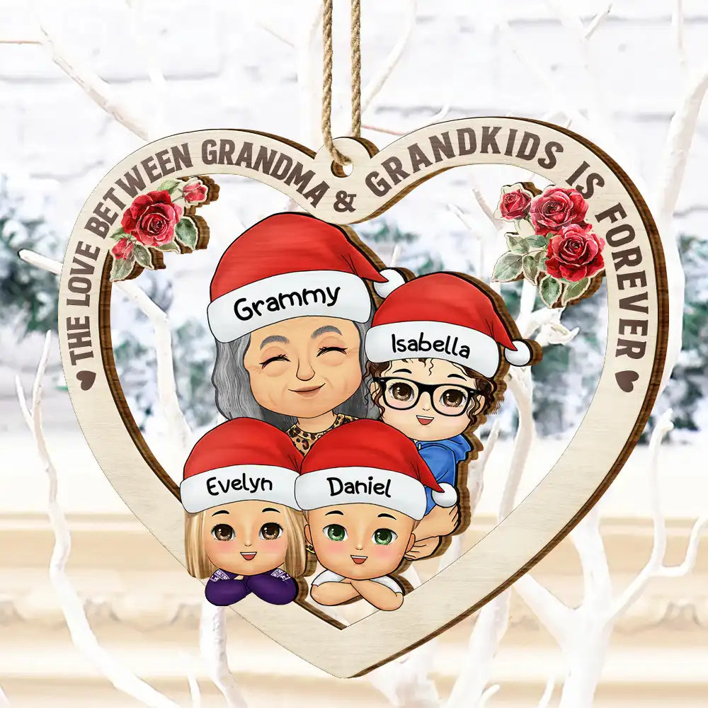 Personalized Grandma & Granddaughter Wooden Ornament: Love is Forever Keepsake