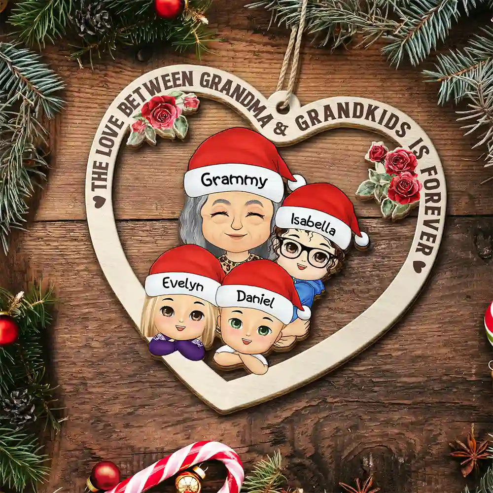 Personalized Grandma & Granddaughter Wooden Ornament: Love is Forever Keepsake