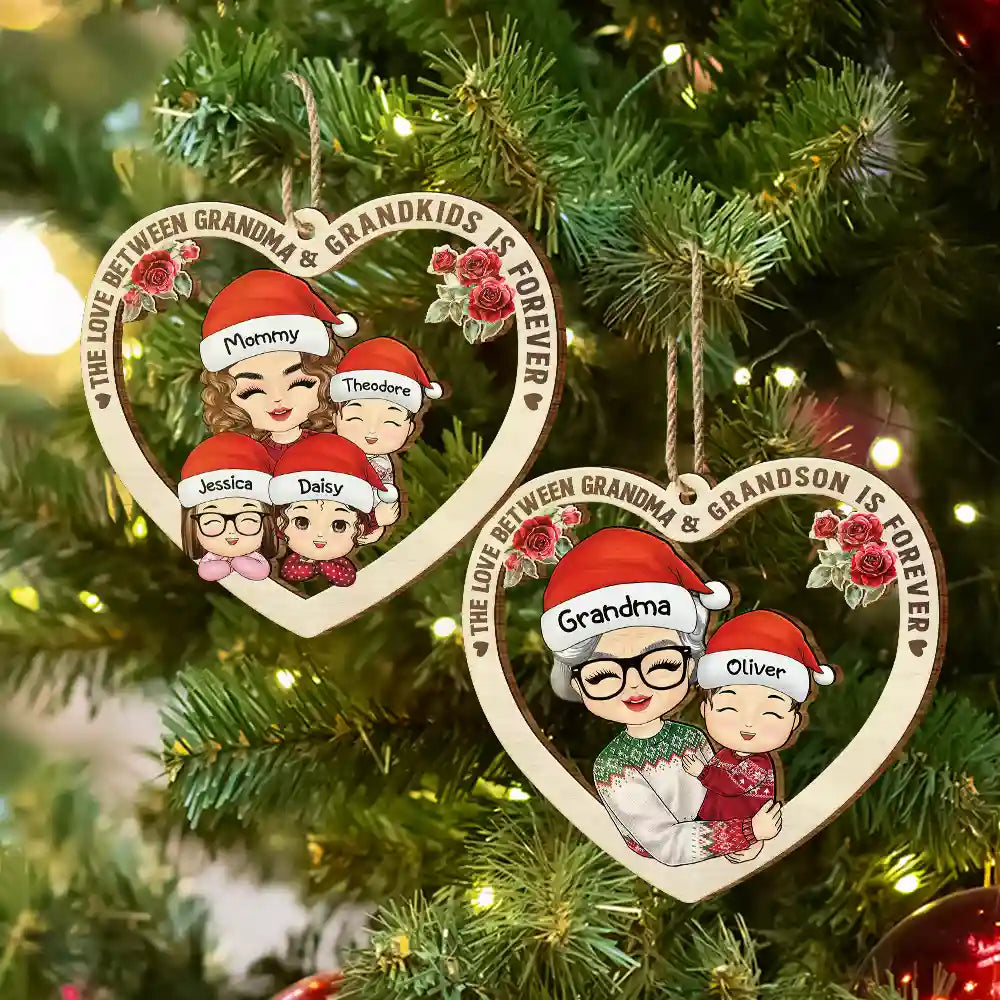 Personalized Grandma & Granddaughter Wooden Ornament: Love is Forever Keepsake