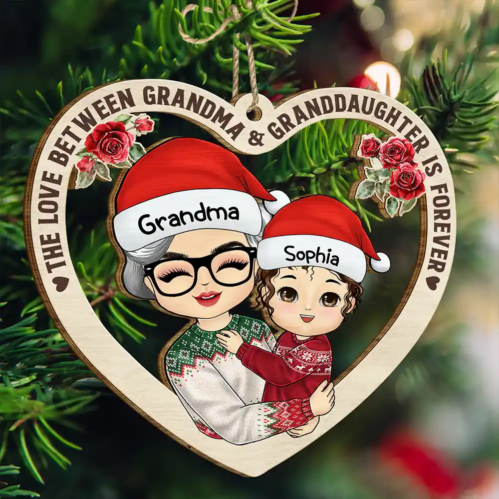 Personalized Grandma & Granddaughter Wooden Ornament: Love is Forever Keepsake