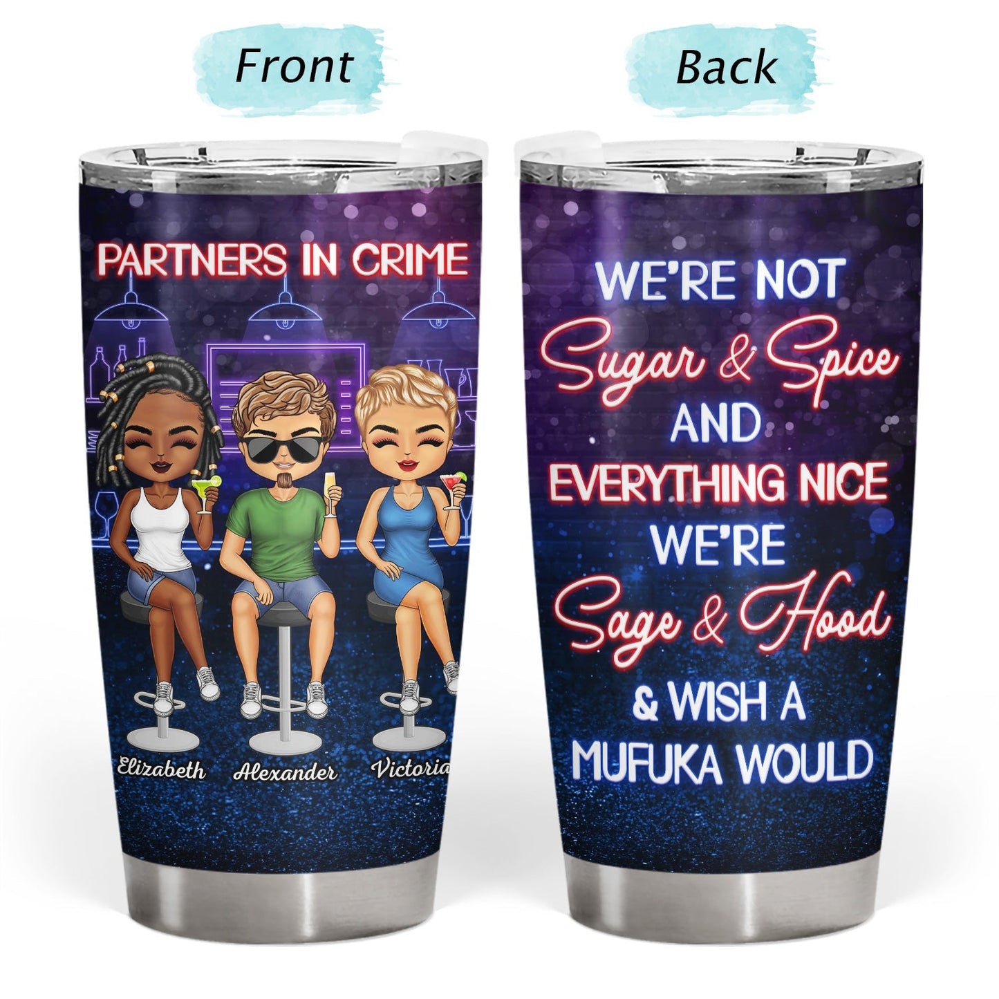 Partners In Crime Tumbler | Personalized Bestie Gift | Custom BFF Cup