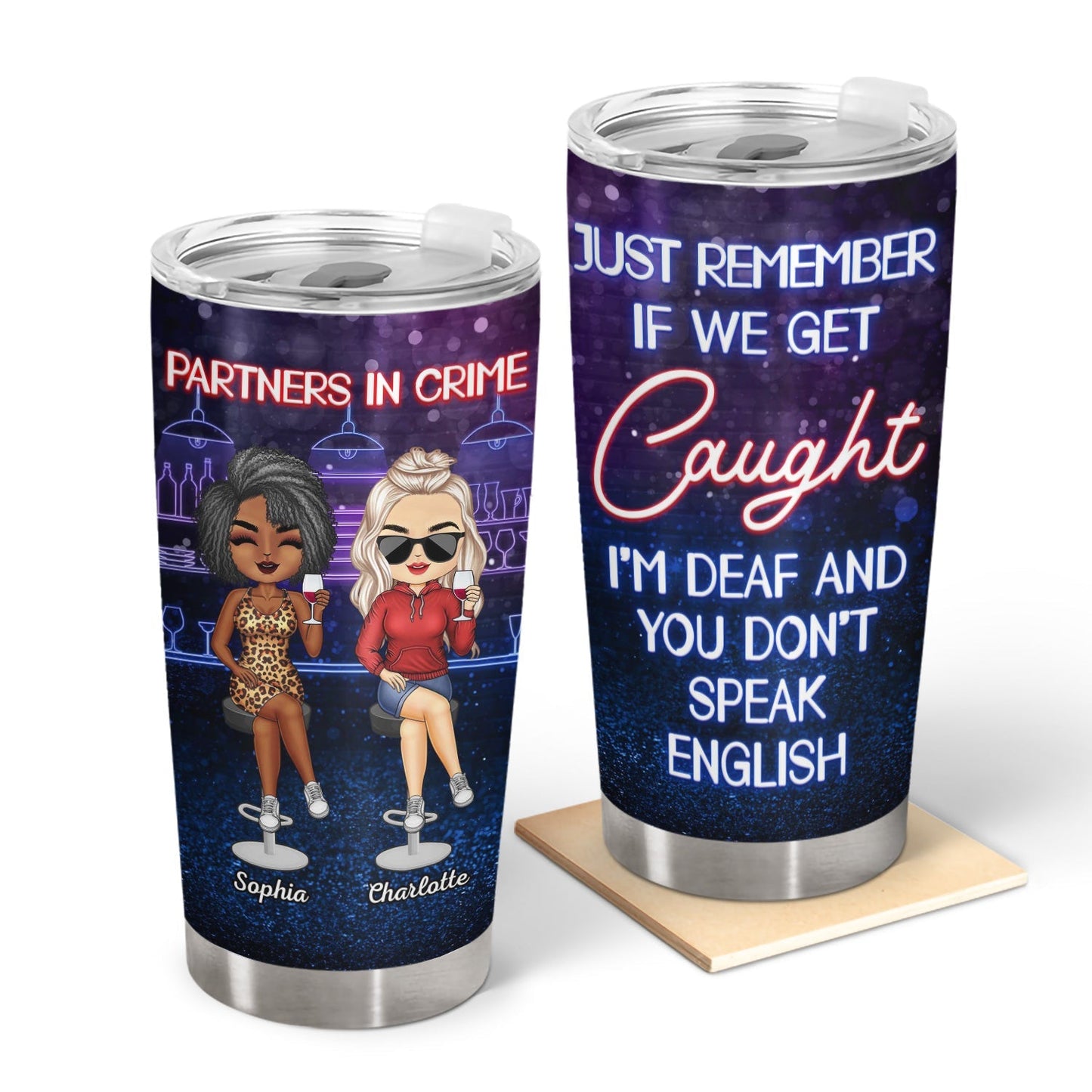 Partners In Crime Tumbler | Personalized Bestie Gift | Custom BFF Cup