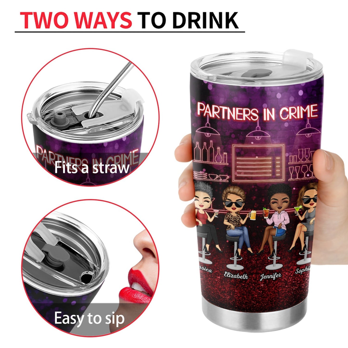 “Our Secret Society - Custom Engraved Tumbler For Partners In Crime & Party Besties”