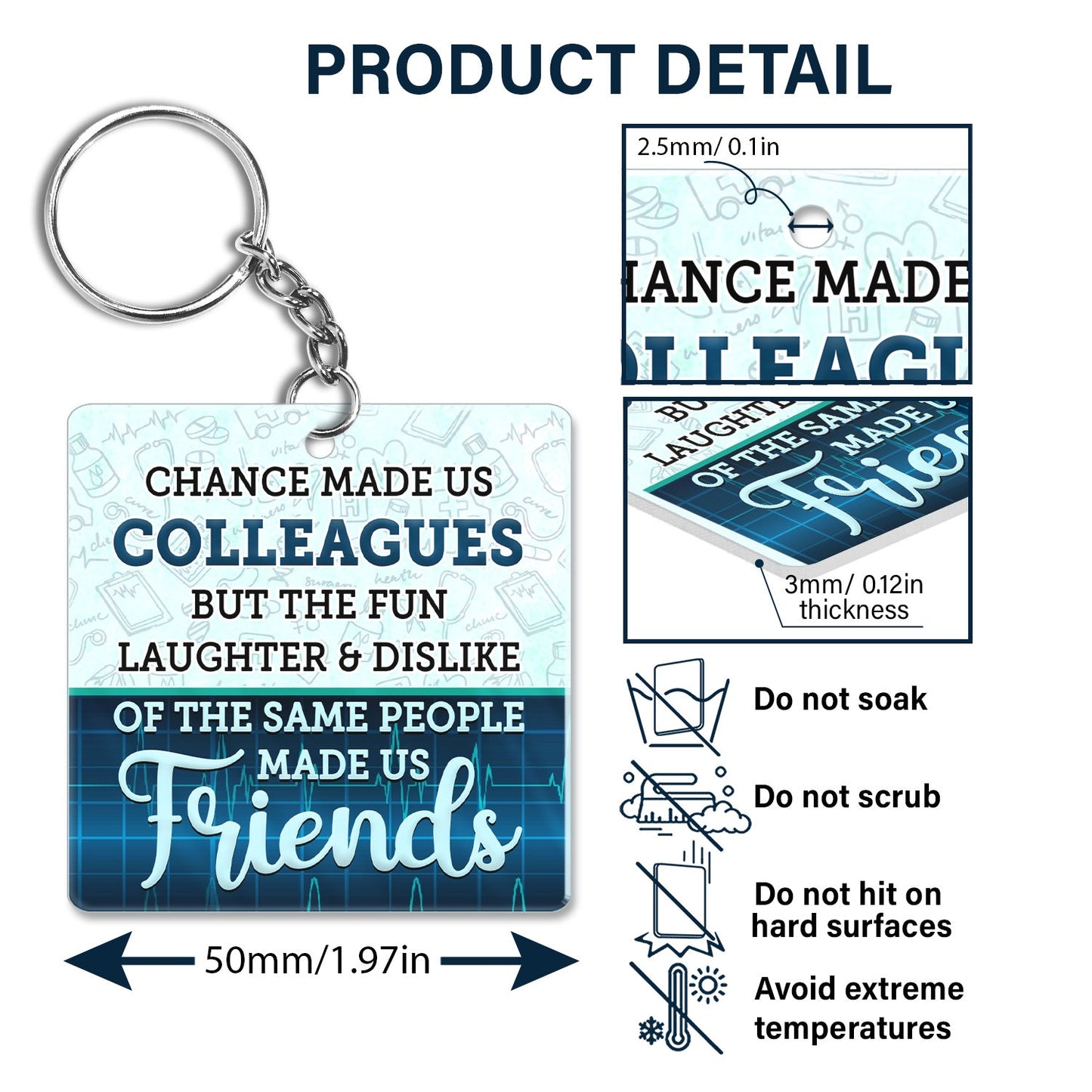 Personalized Funny Work Bestie Keychain - Reason I Don't Punch People