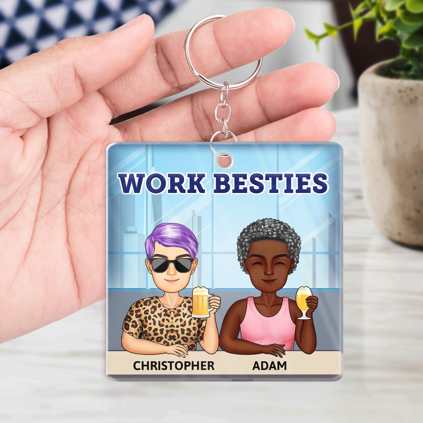 Custom Funny Work Besties Keychain: You're The Reason I Don't Punch People At Work