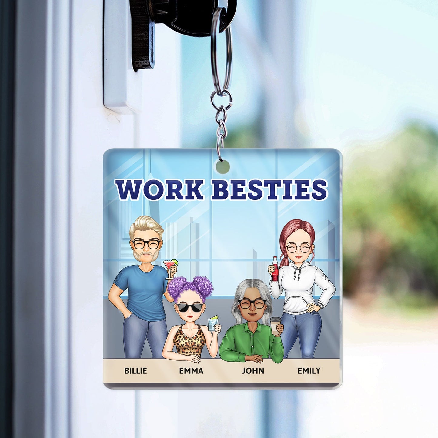Custom Funny Work Besties Keychain: You're The Reason I Don't Punch People At Work