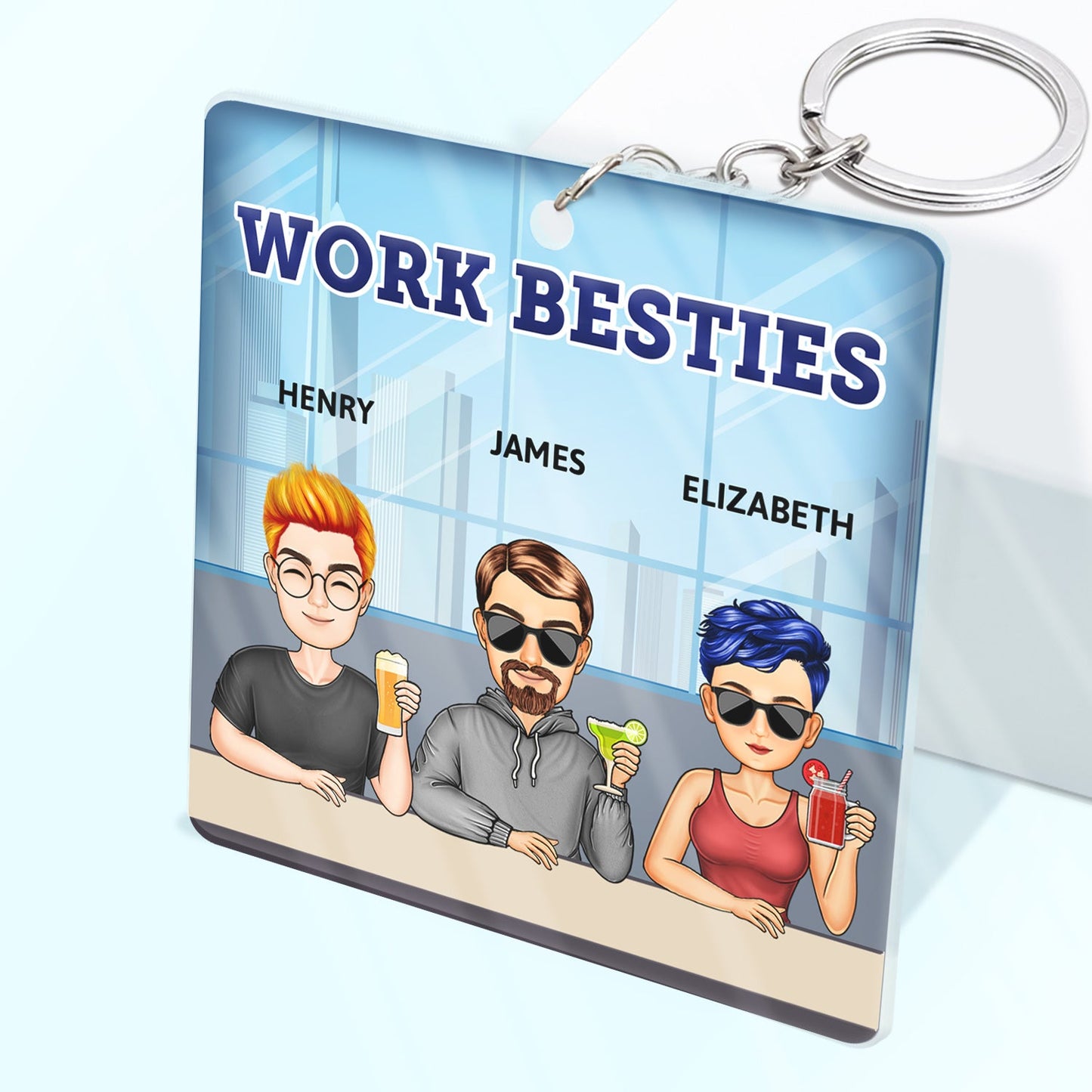Custom Funny Work Besties Keychain: You're The Reason I Don't Punch People At Work