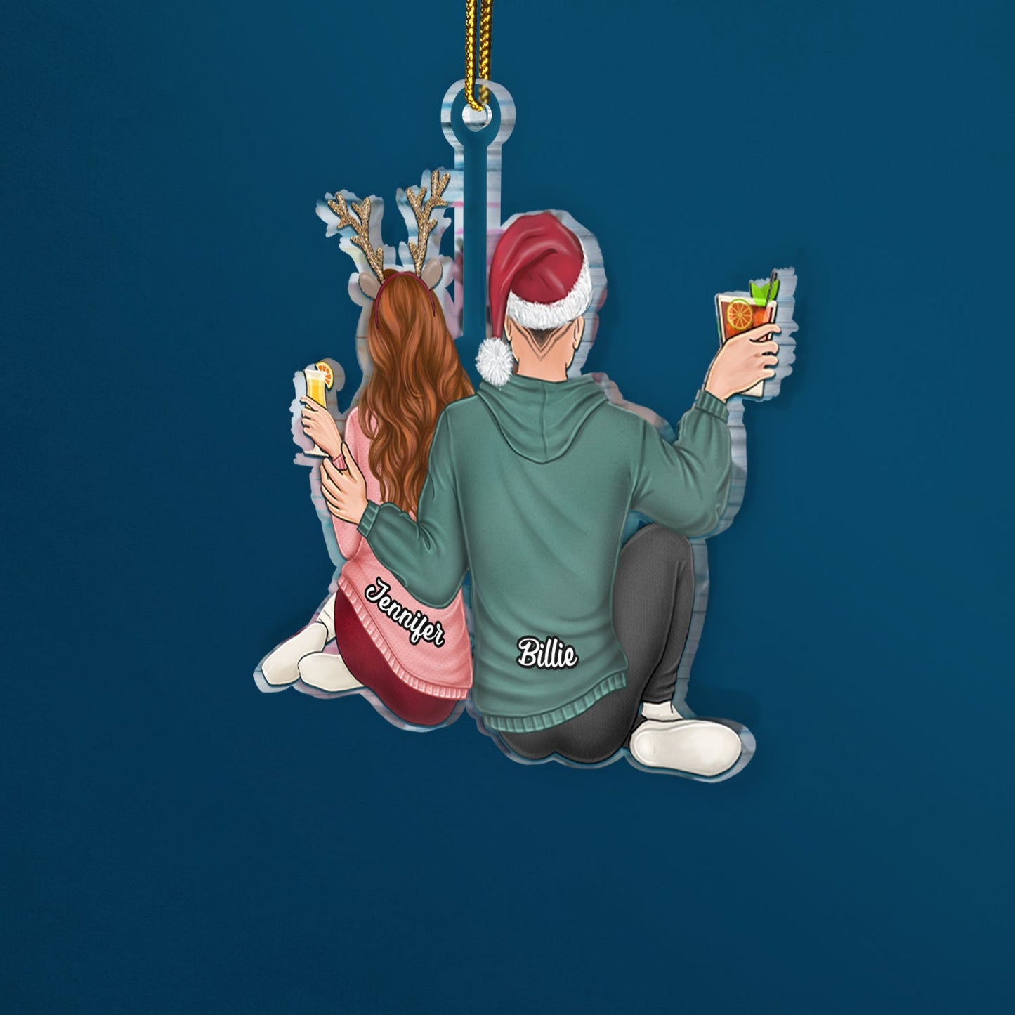 Personalized Christmas Couple Ornament with Names - Custom Acrylic Keepsake