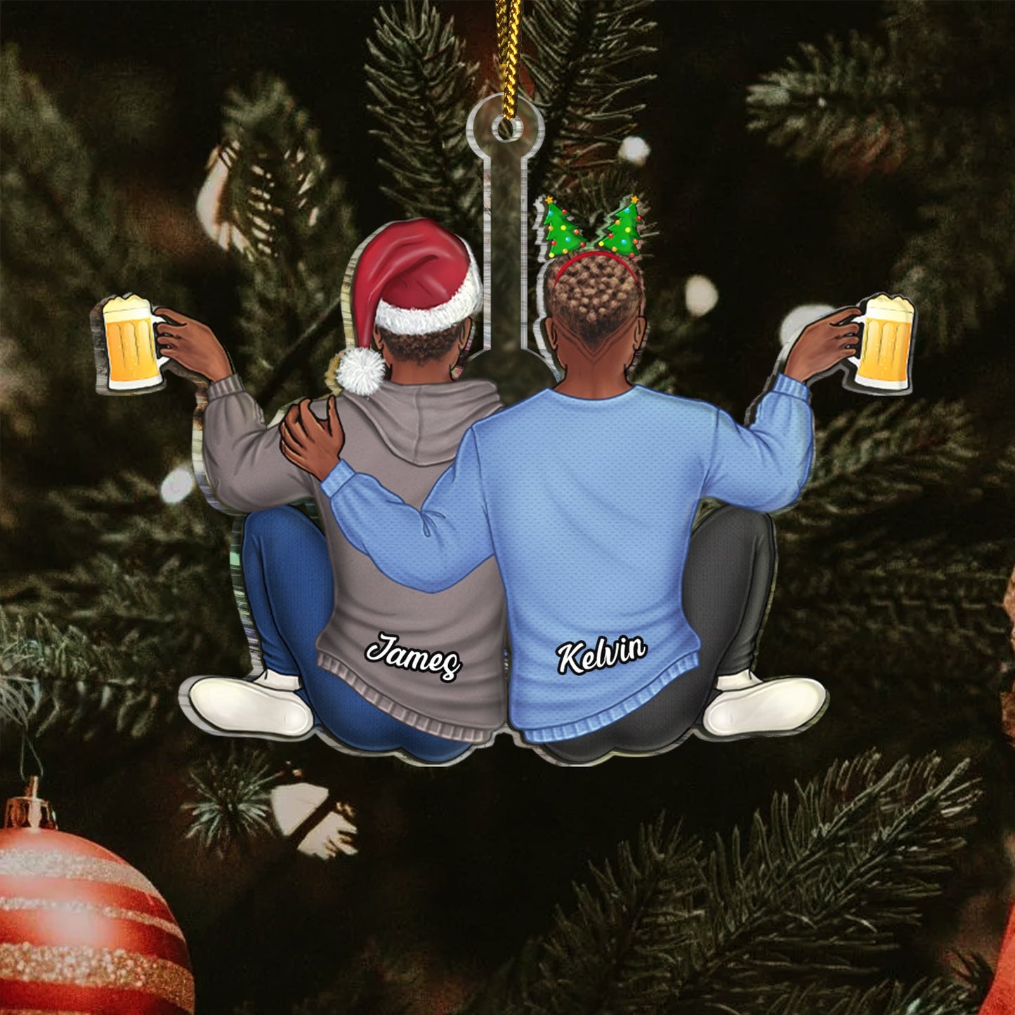 Personalized Christmas Couple Ornament with Names - Custom Acrylic Keepsake