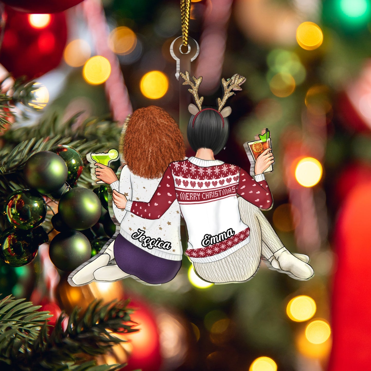 Personalized Christmas Couple Ornament with Names - Custom Acrylic Keepsake