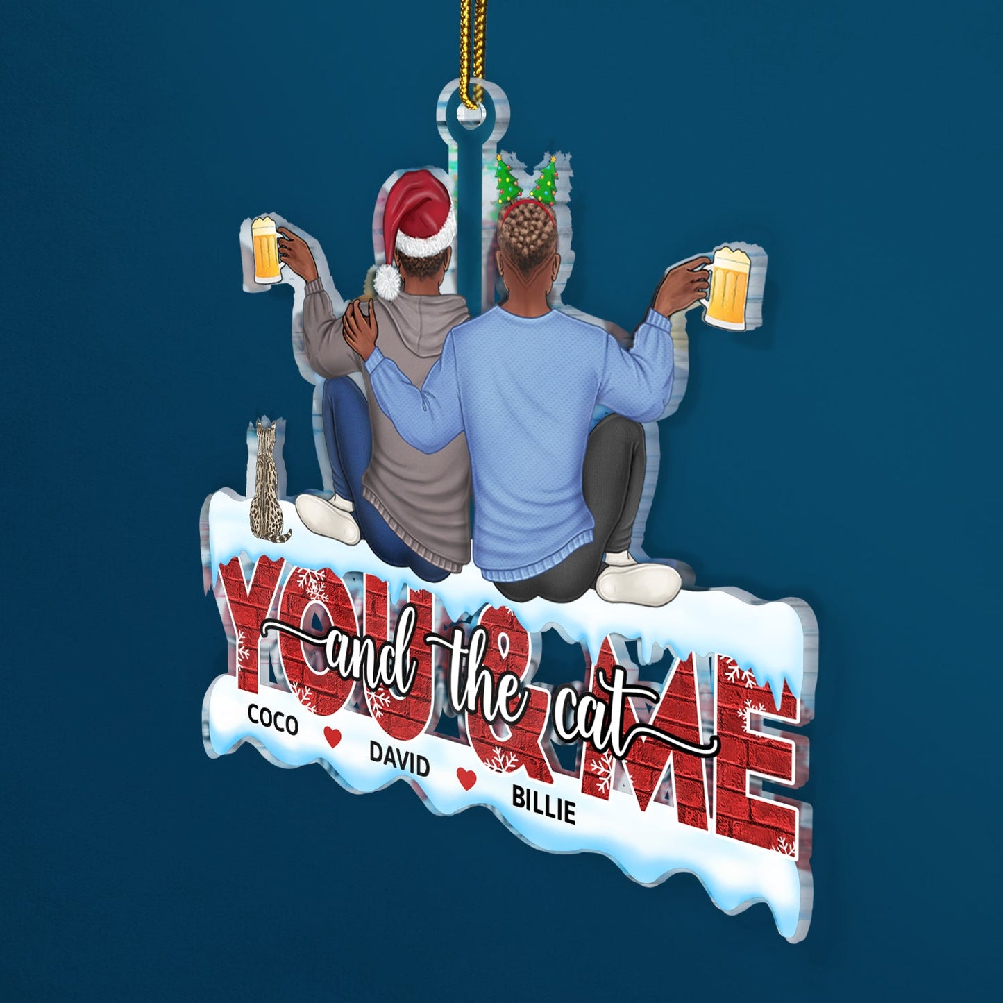 Personalized 'You & Me and the Dogs' Christmas Ornament for Couples