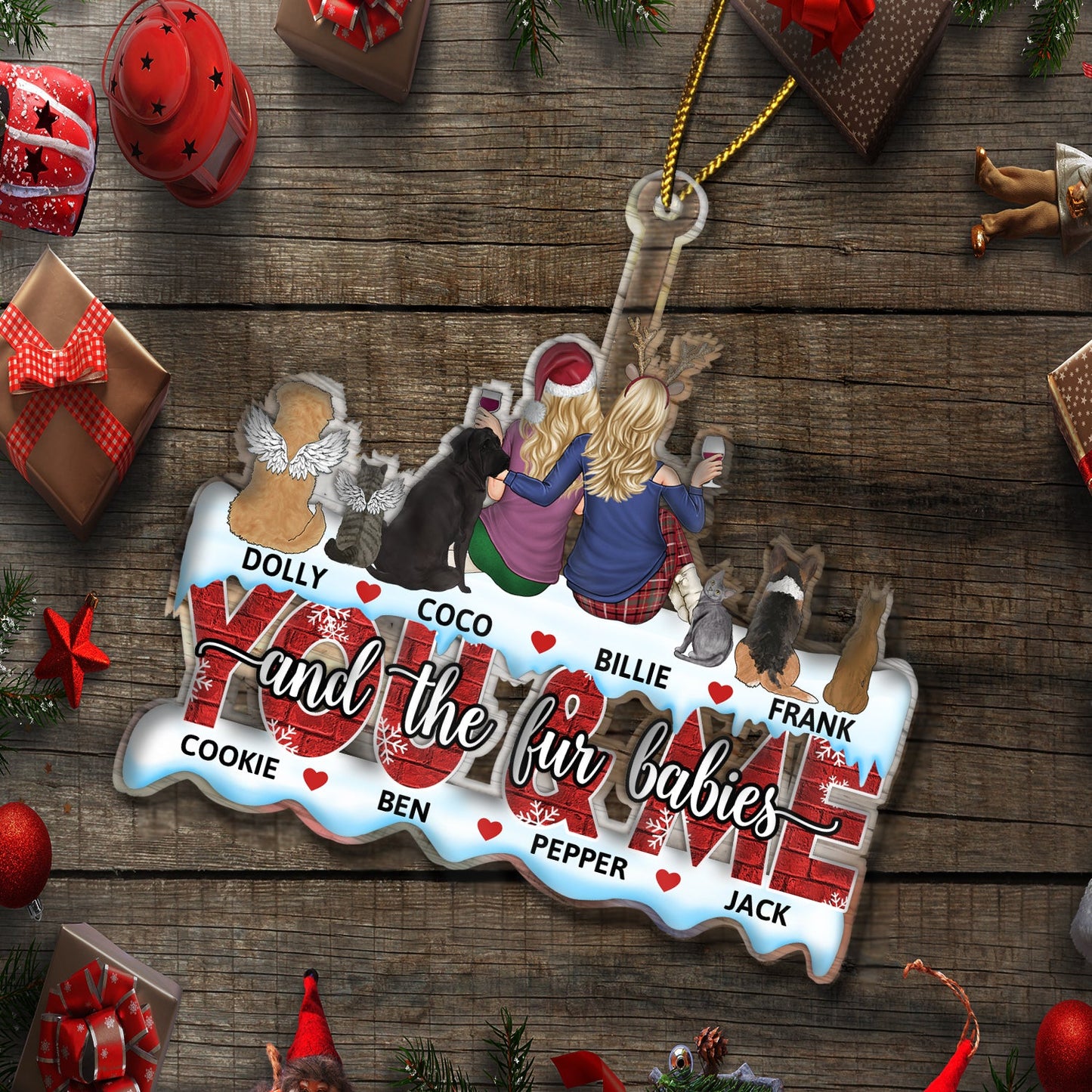 Personalized 'You & Me and the Dogs' Christmas Ornament for Couples