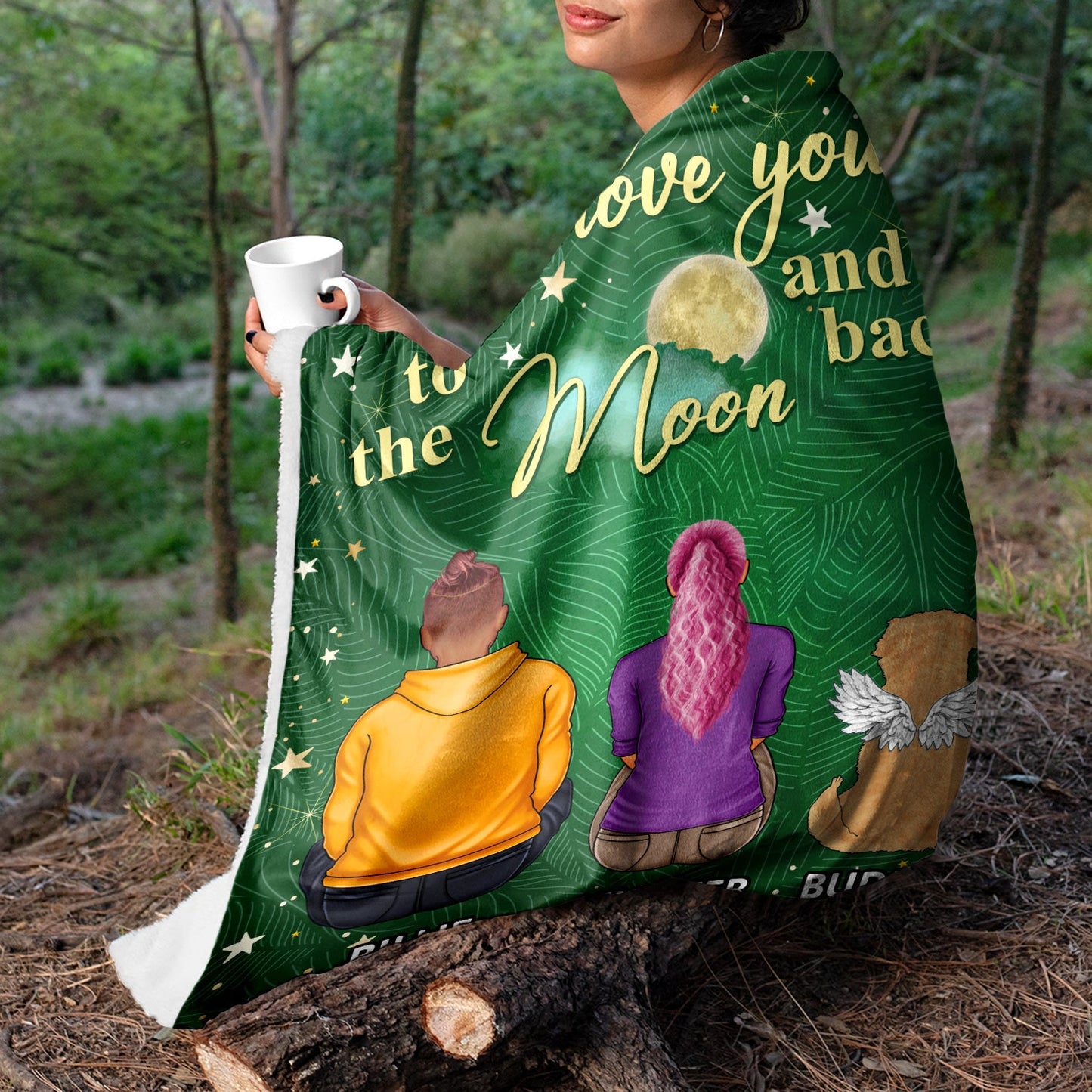 Personalized 'I Love You To The Moon And Back' Family & Pet Blanket