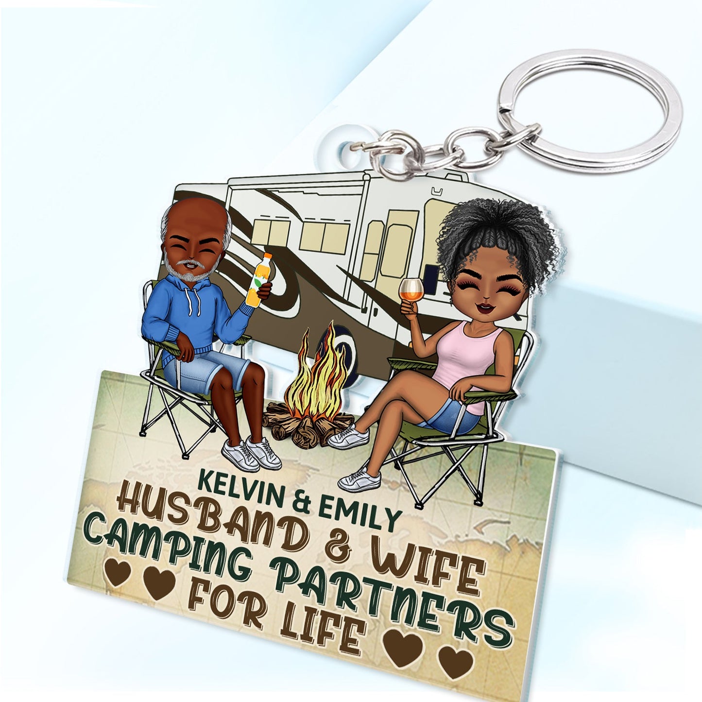 Custom 'Keys to the Camper' Keychain for Camping Couples - Anniversary Gift