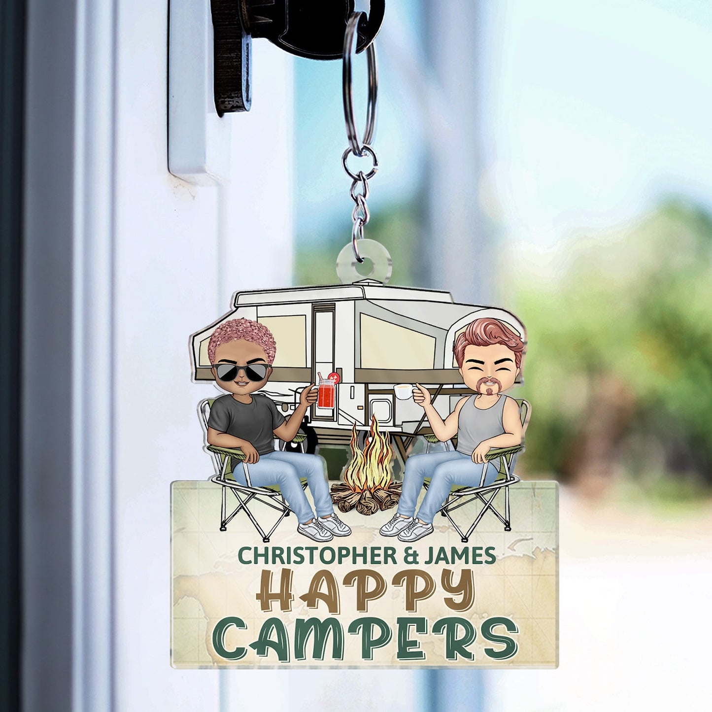 Custom 'Keys to the Camper' Keychain for Camping Couples - Anniversary Gift