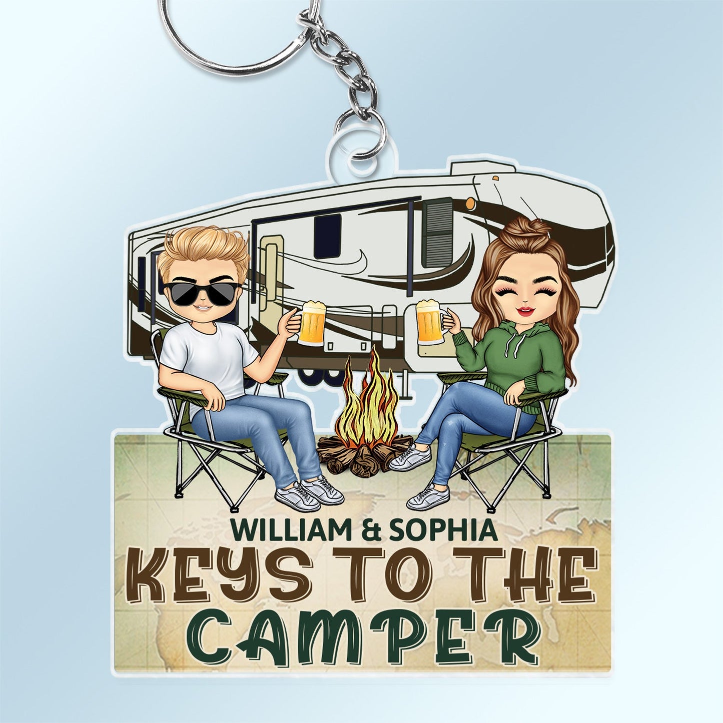 Custom 'Keys to the Camper' Keychain for Camping Couples - Anniversary Gift