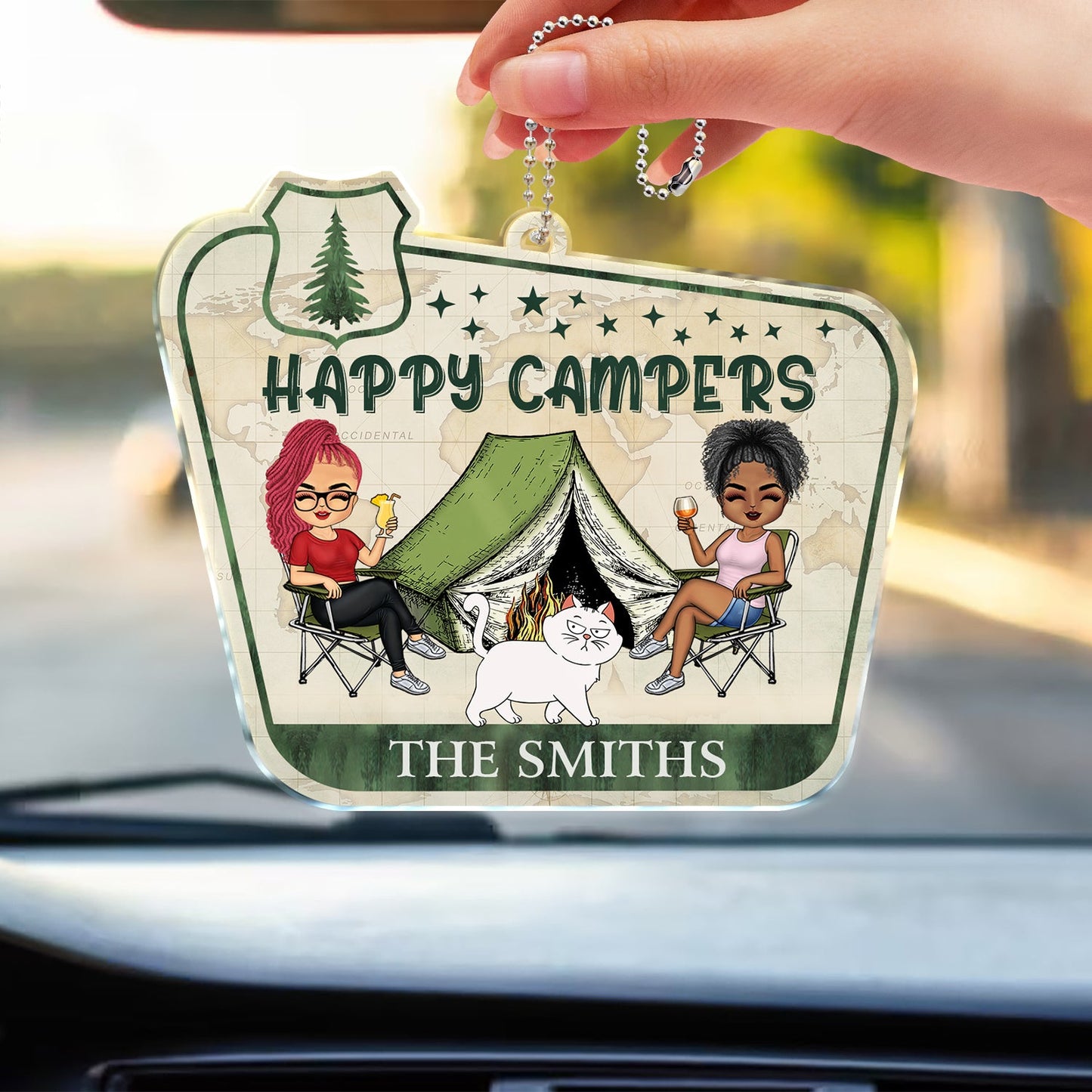 Personalized Camping Couple & Dog Lovers Car Hanger: 'You & Me And The Dogs'
