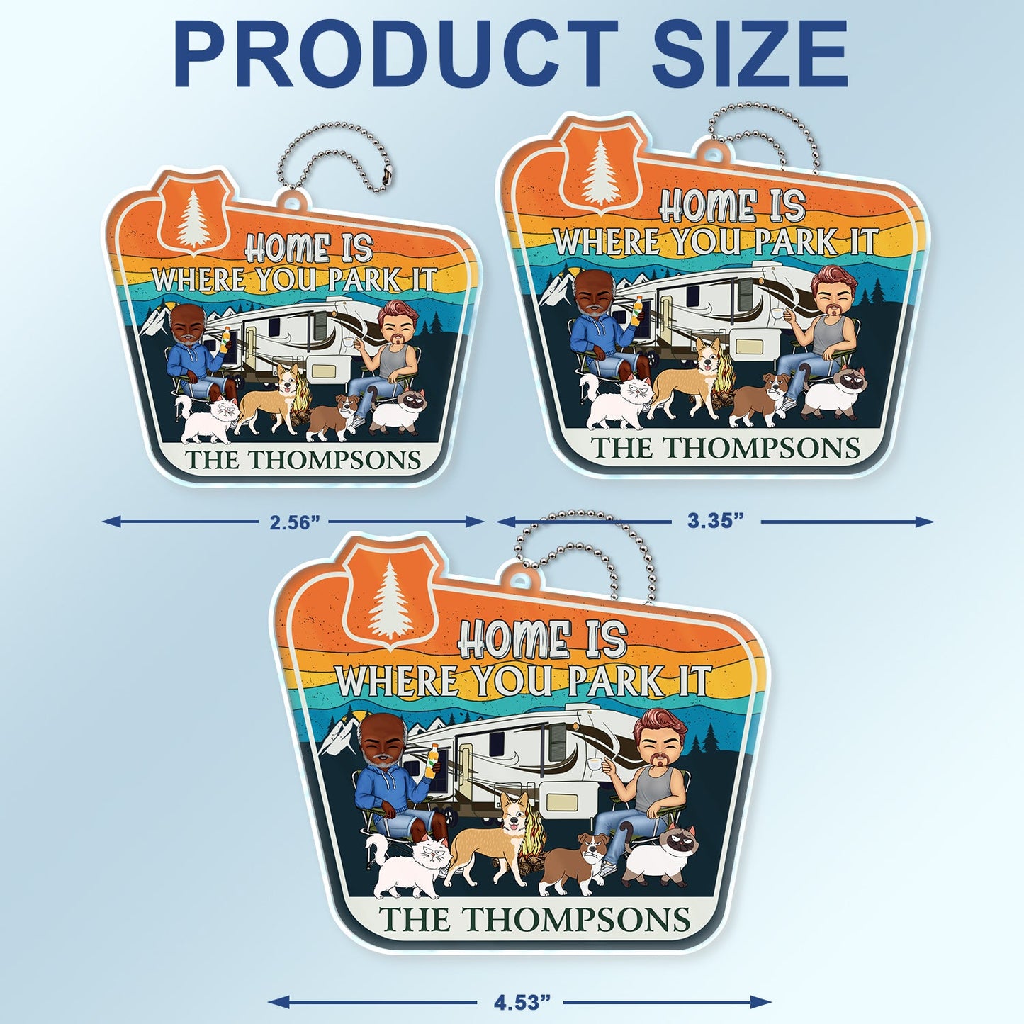 Personalized Camping Couple & Dog Lovers Car Hanger: 'You & Me And The Dogs'