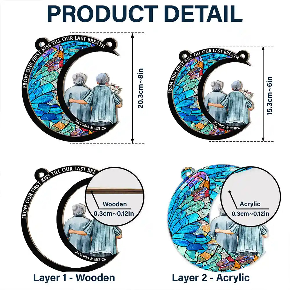 Personalized Couples Suncatcher Ornament: 'From Our First Kiss Till Our Last Breath'
