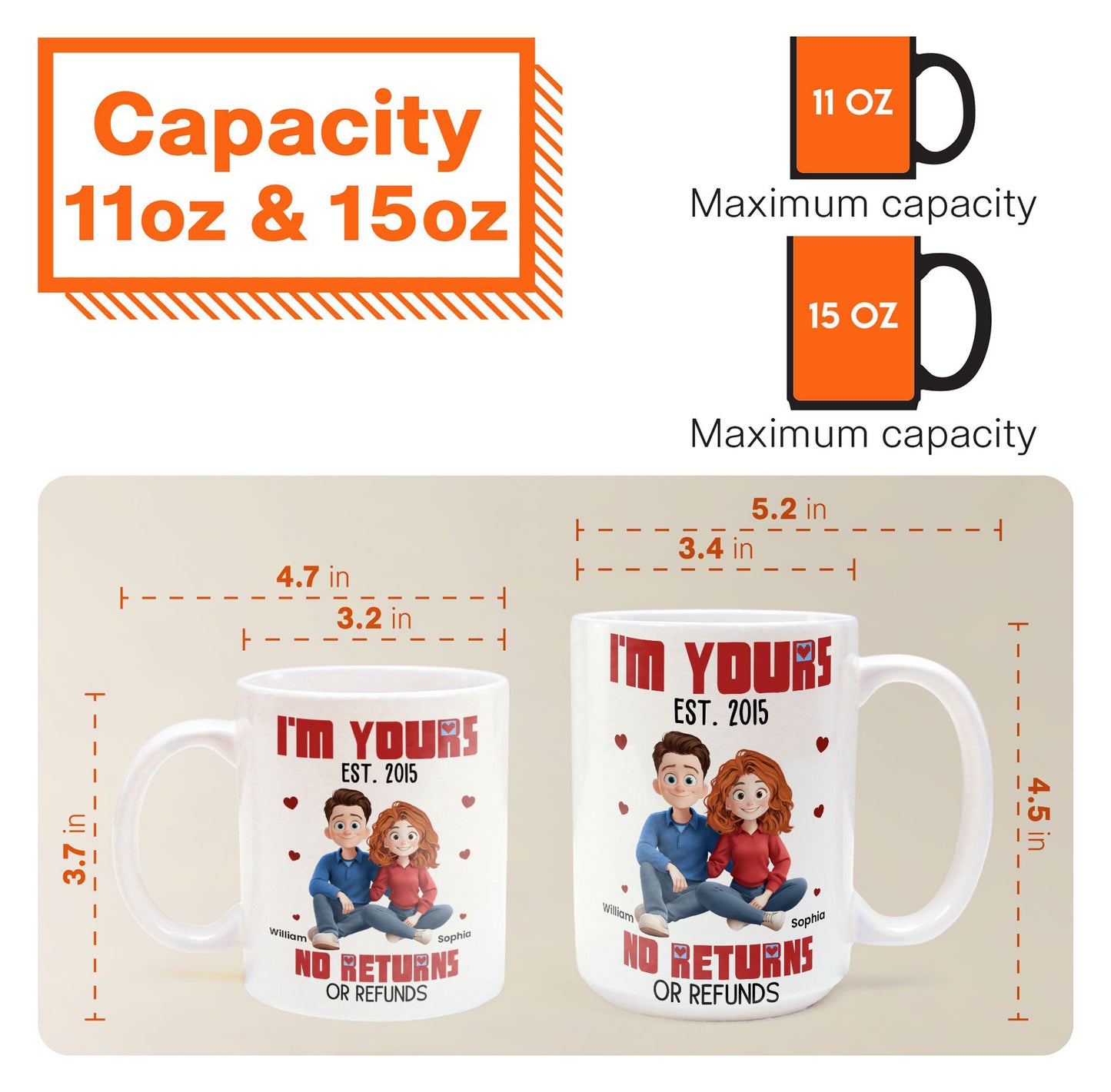 New Version Cartoon Couple I'm Yours No Returns Or Refunds - Personalized Mug