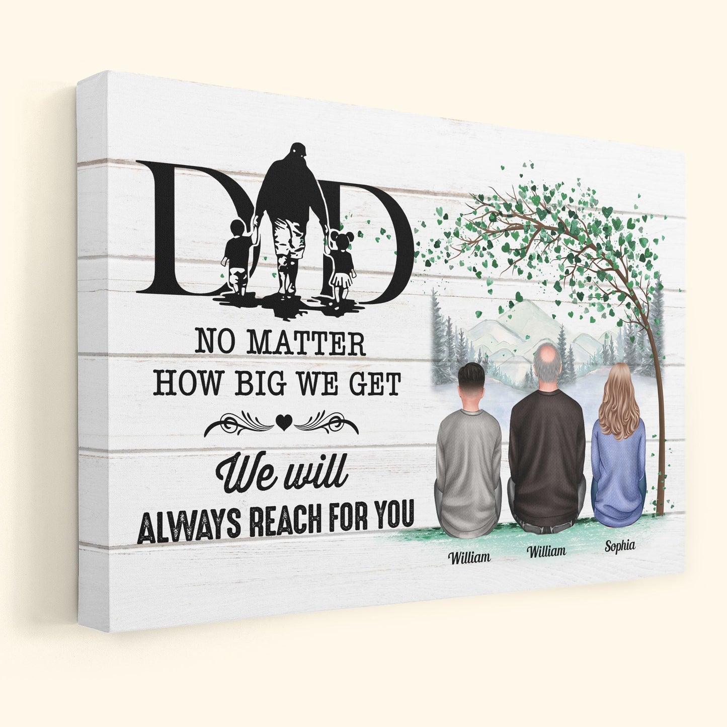 Custom Dad Canvas: "No Matter How Big We Get" Personalized Family Gift