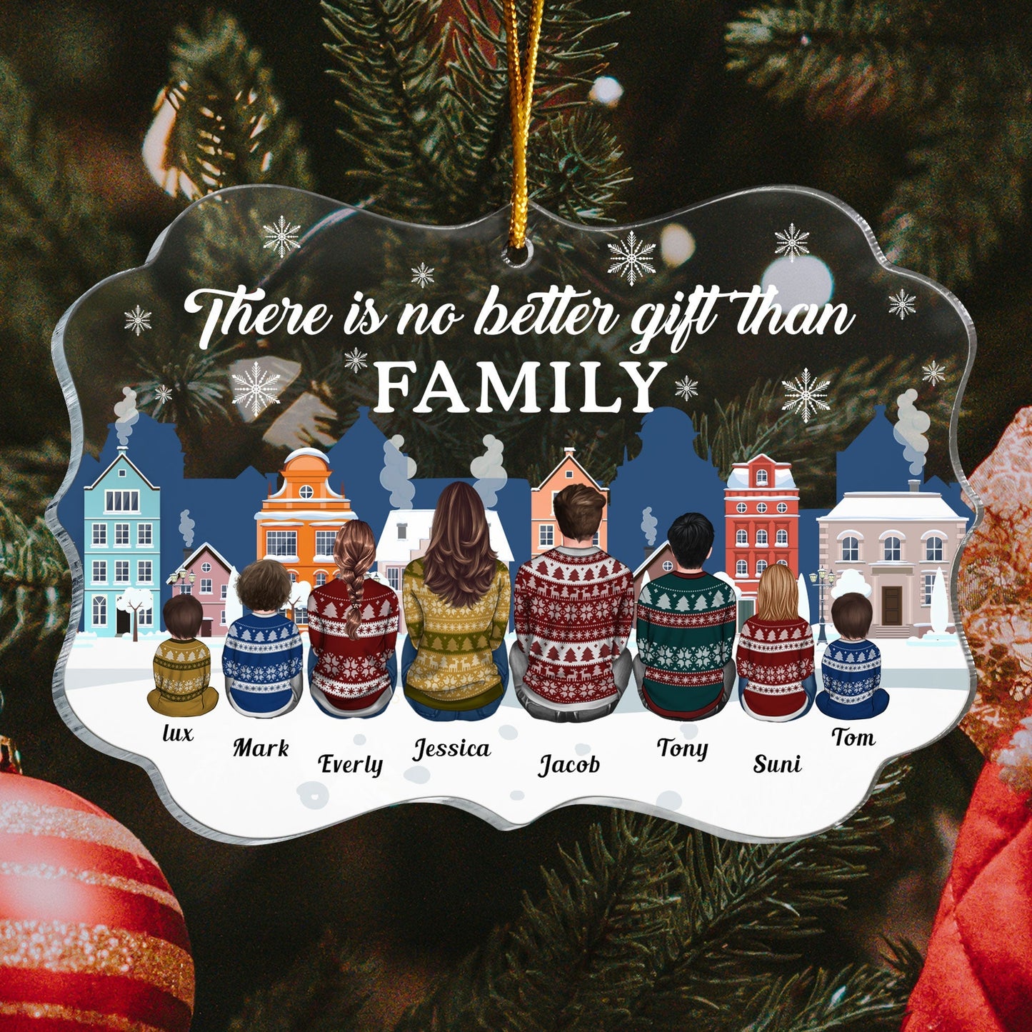 Customizable 'No Better Gift Than Family' Acrylic Christmas Ornament
