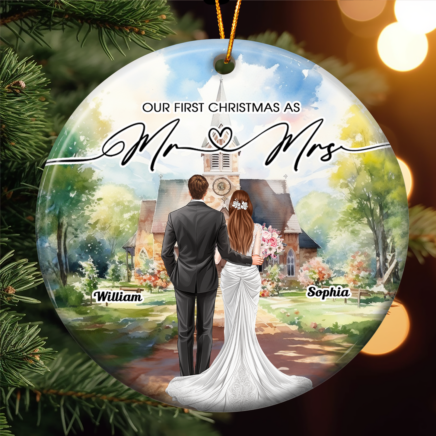 Heartfelt Custom "Our First Christmas As Mr & Mrs" Ornament for Newlyweds