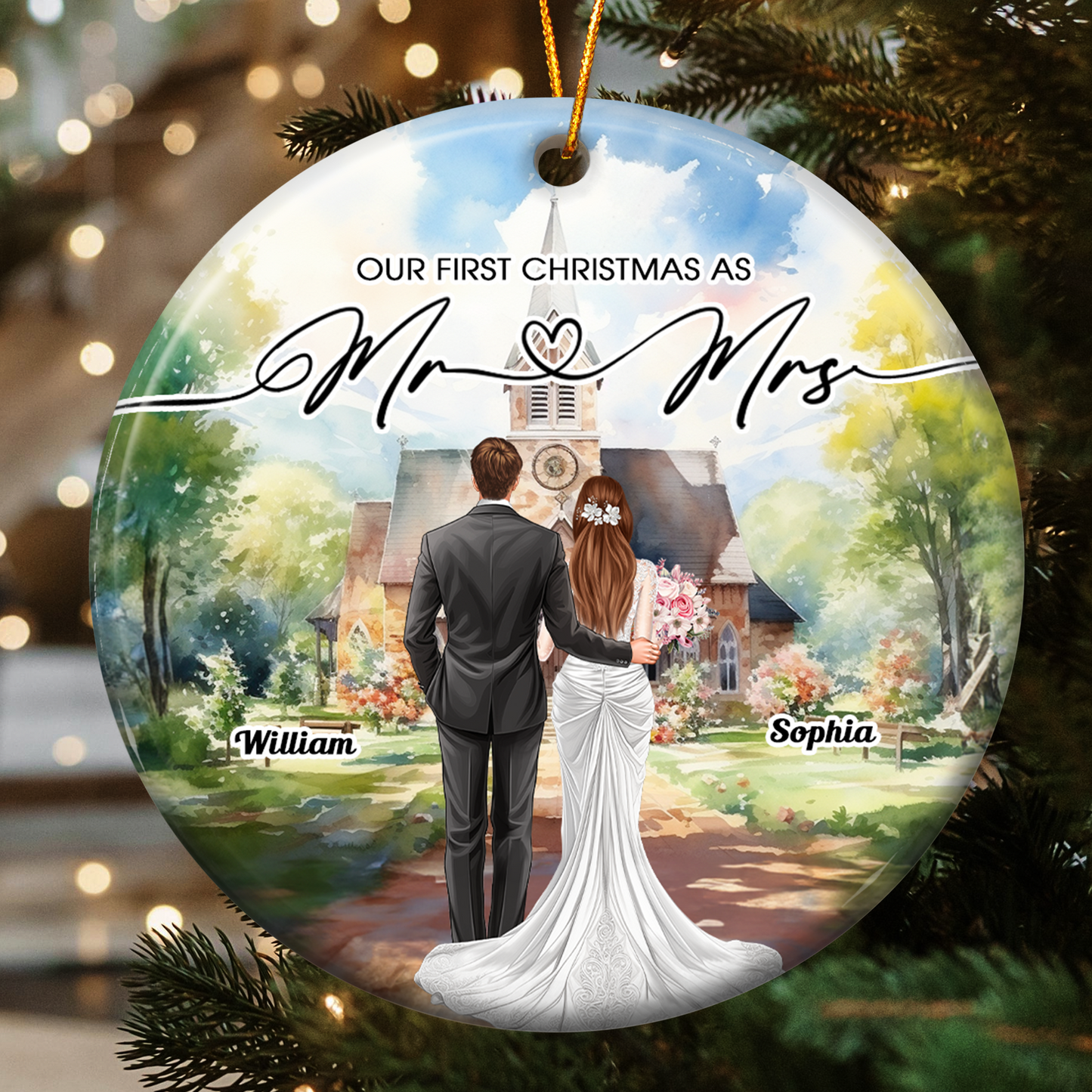 Heartfelt Custom "Our First Christmas As Mr & Mrs" Ornament for Newlyweds