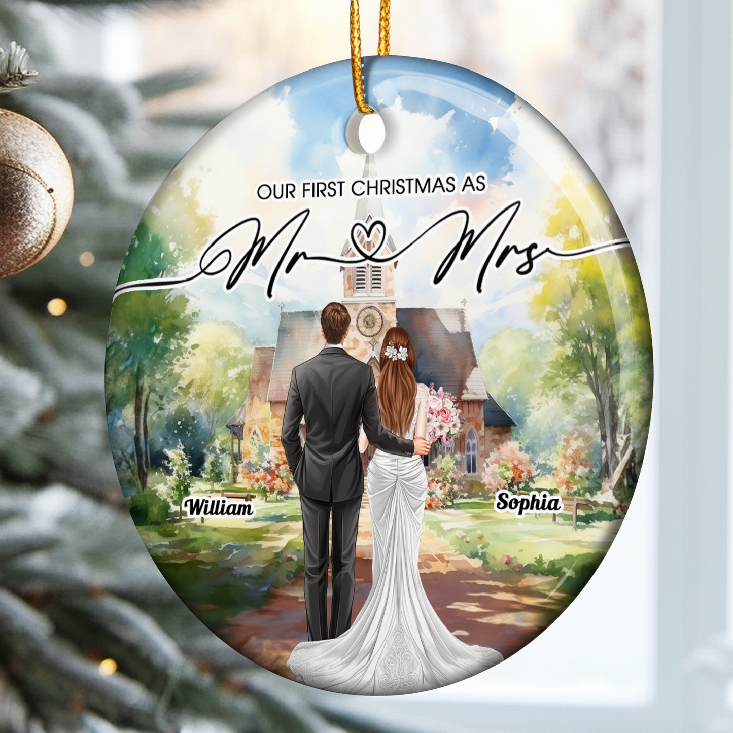 Heartfelt Custom "Our First Christmas As Mr & Mrs" Ornament for Newlyweds