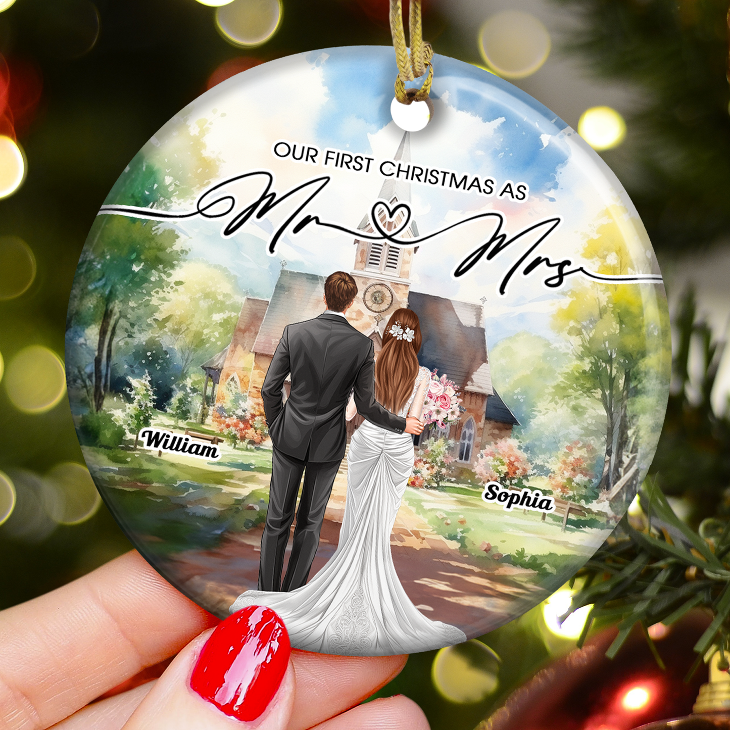 Heartfelt Custom "Our First Christmas As Mr & Mrs" Ornament for Newlyweds