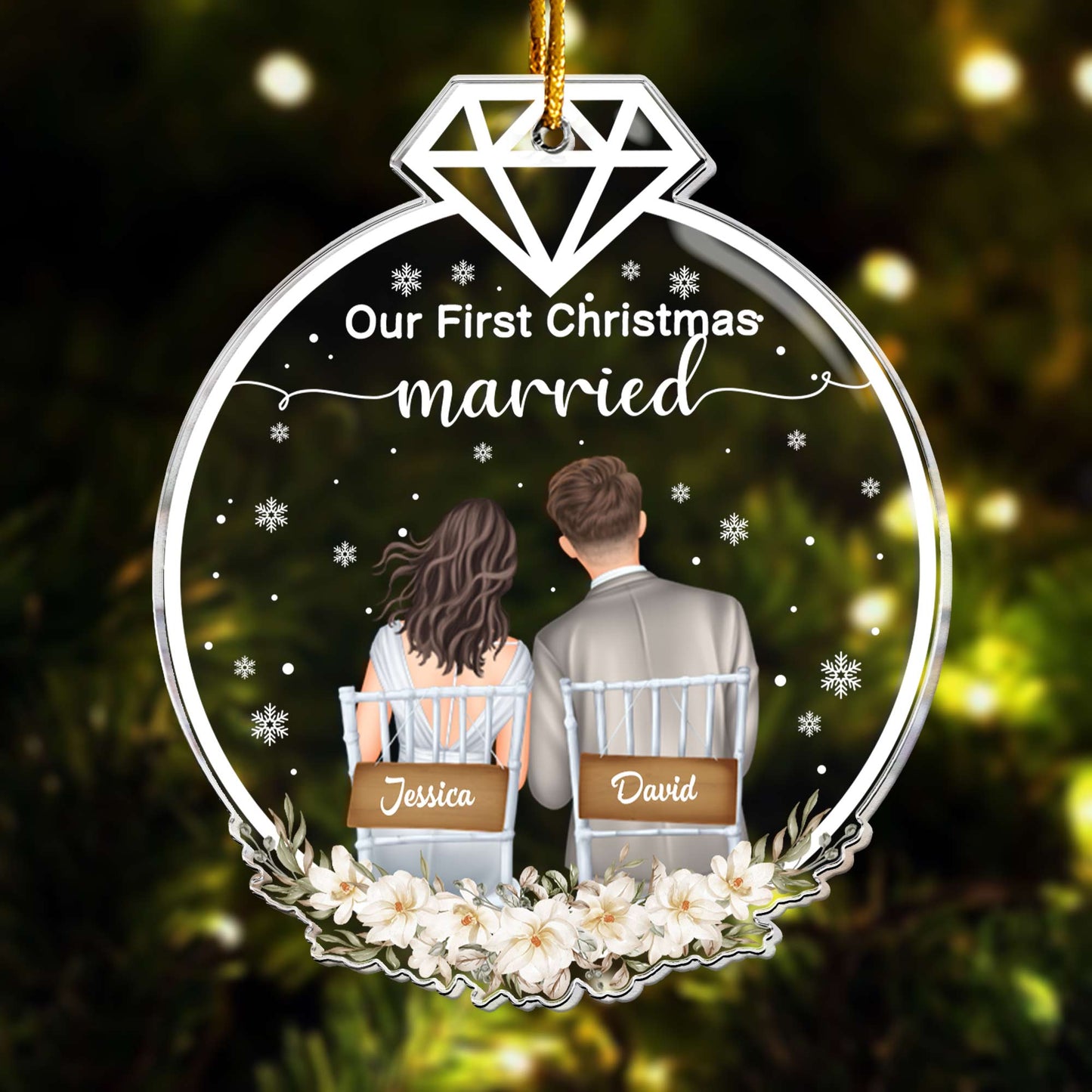 Personalized 'Our First Christmas Married' Acrylic Keepsake Ornament