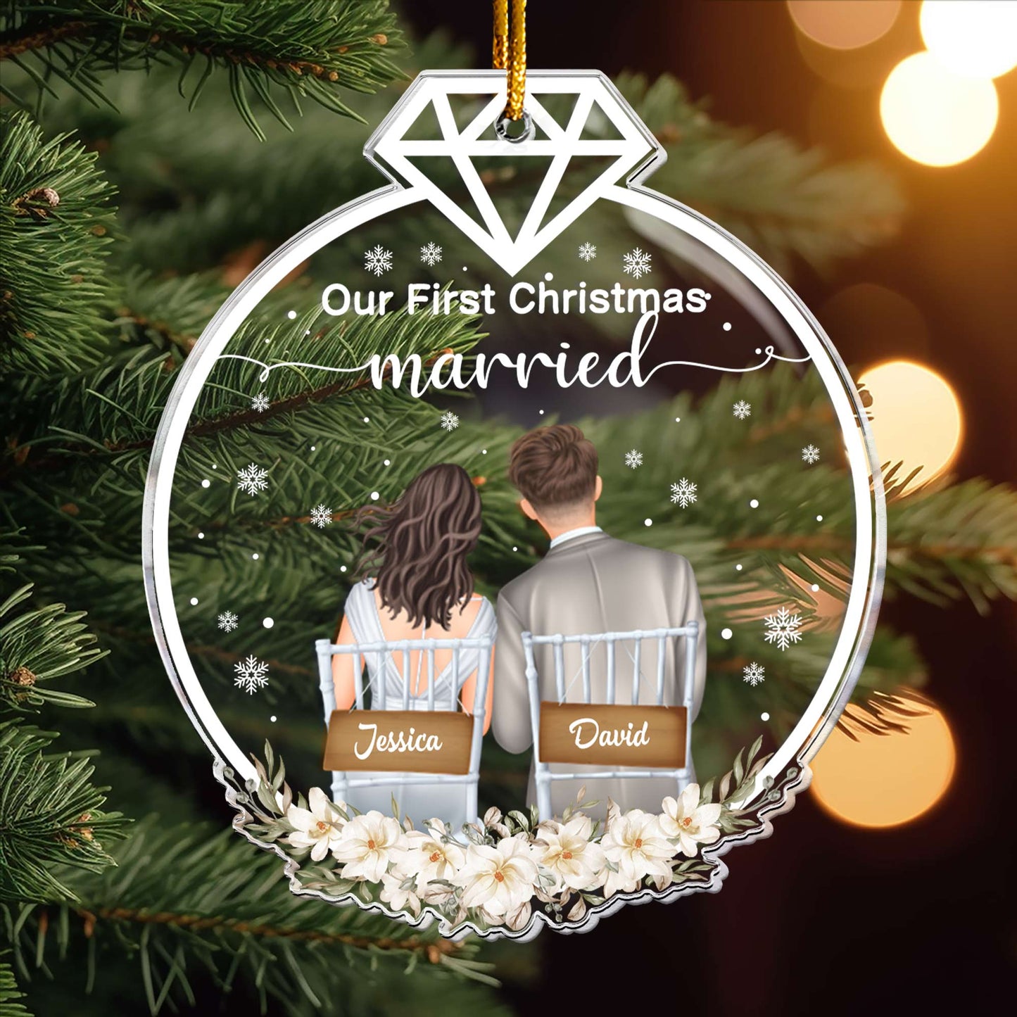 Personalized 'Our First Christmas Married' Acrylic Keepsake Ornament