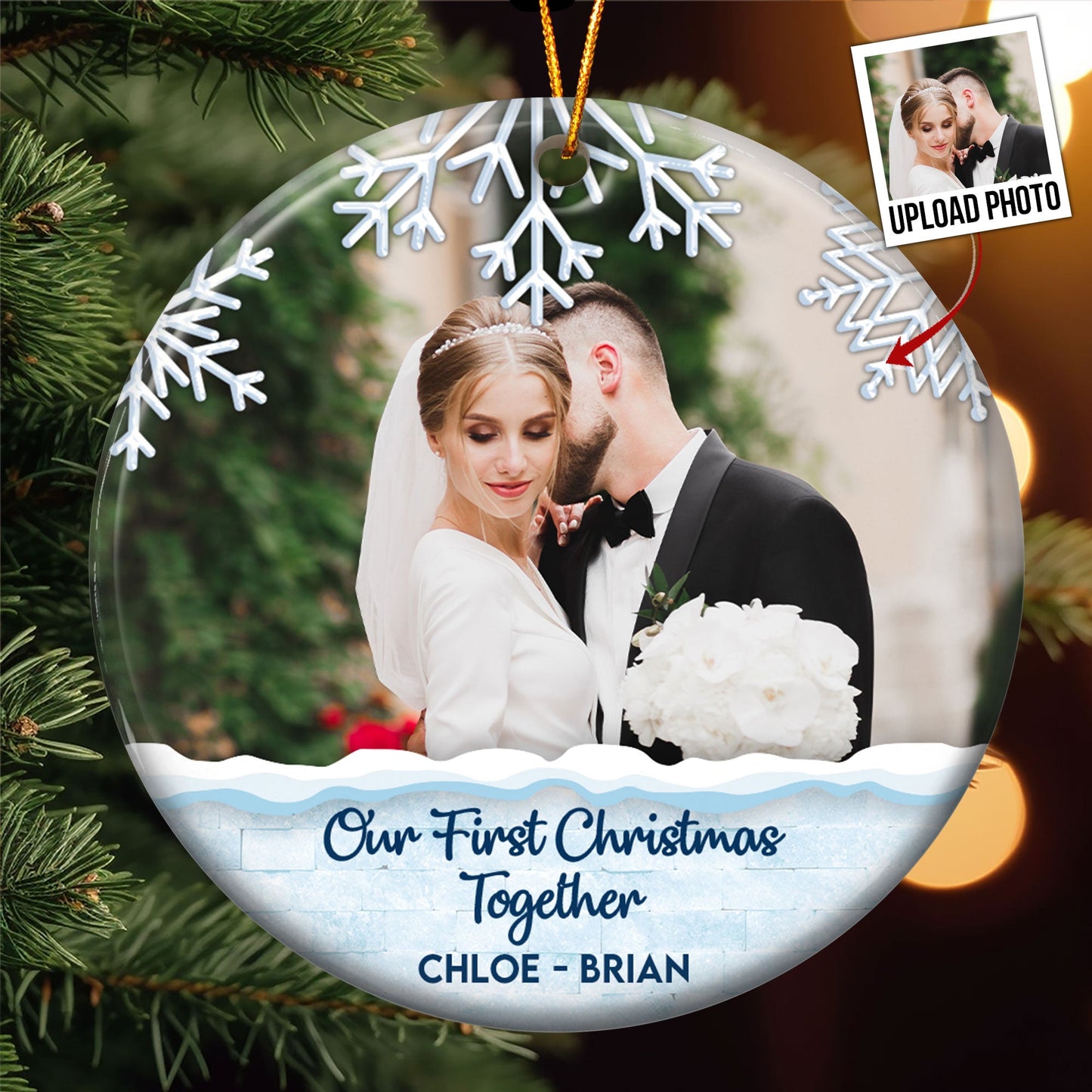 Personalized Photo 'Our First Christmas Married' Ornament for Couples