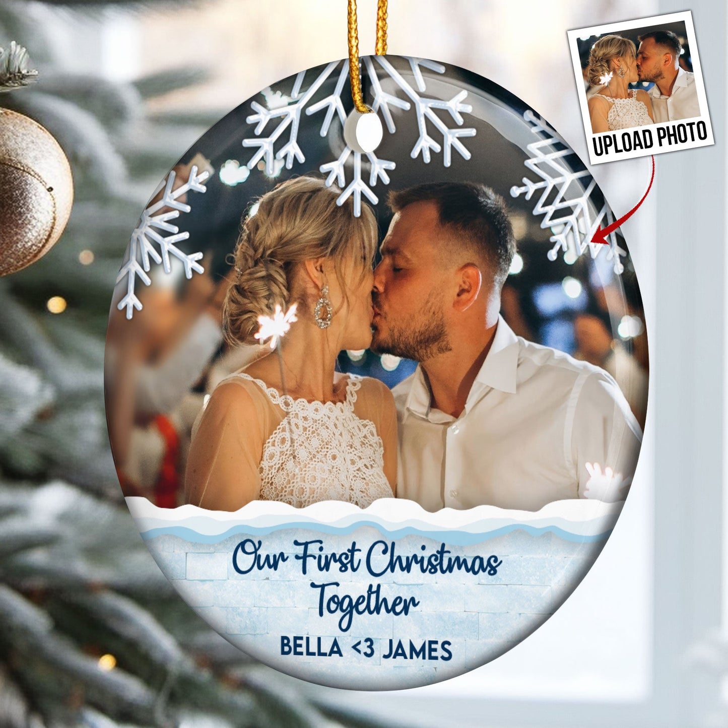 Personalized Photo 'Our First Christmas Married' Ornament for Couples