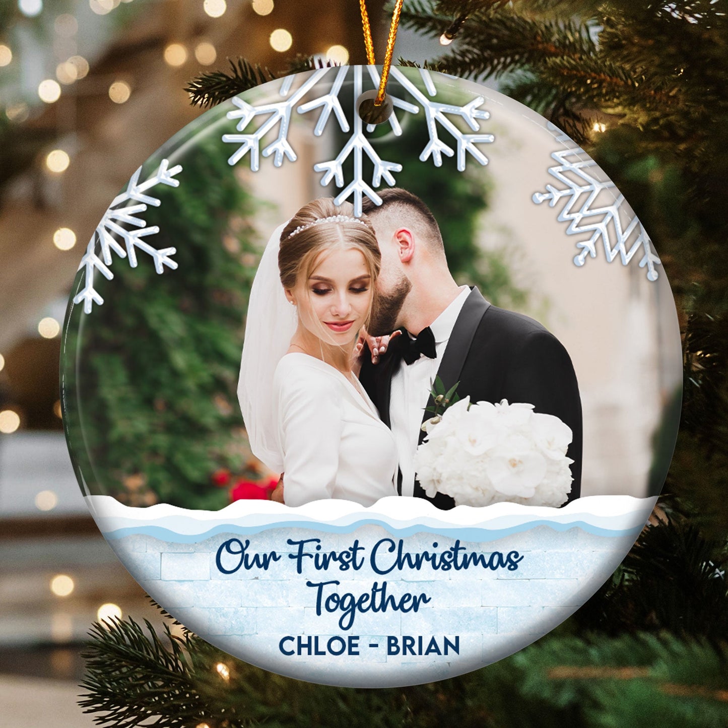 Personalized Photo 'Our First Christmas Married' Ornament for Couples