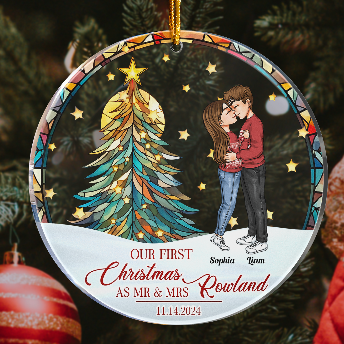 Heartfelt "Our First Christmas AS MR & MRS" Personalized Couples Ornament