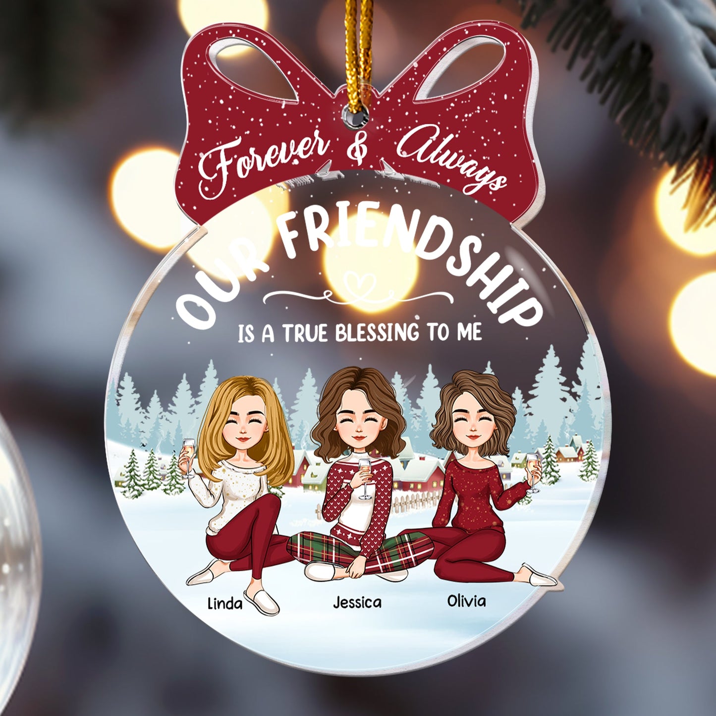 Personalized Best Friends Christmas Ornament: Our Friendship Is A True Blessing