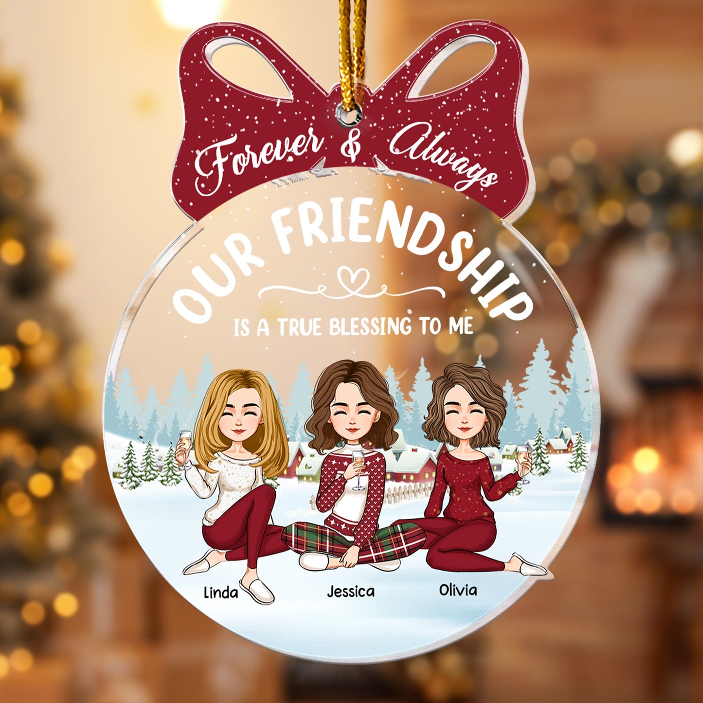 Personalized Best Friends Christmas Ornament: Our Friendship Is A True Blessing