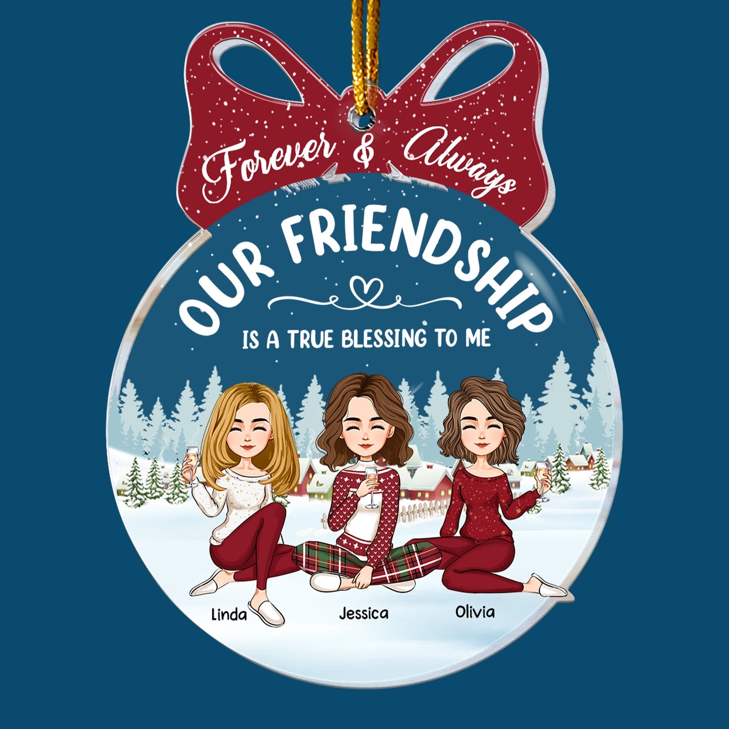 Personalized Best Friends Christmas Ornament: Our Friendship Is A True Blessing