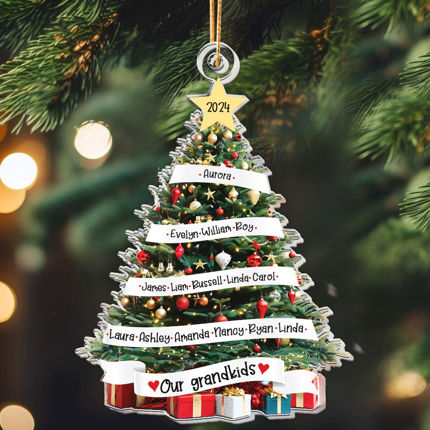 Personalized "Our Grandkids" Christmas Tree Acrylic Ornament | Grandparent Gift